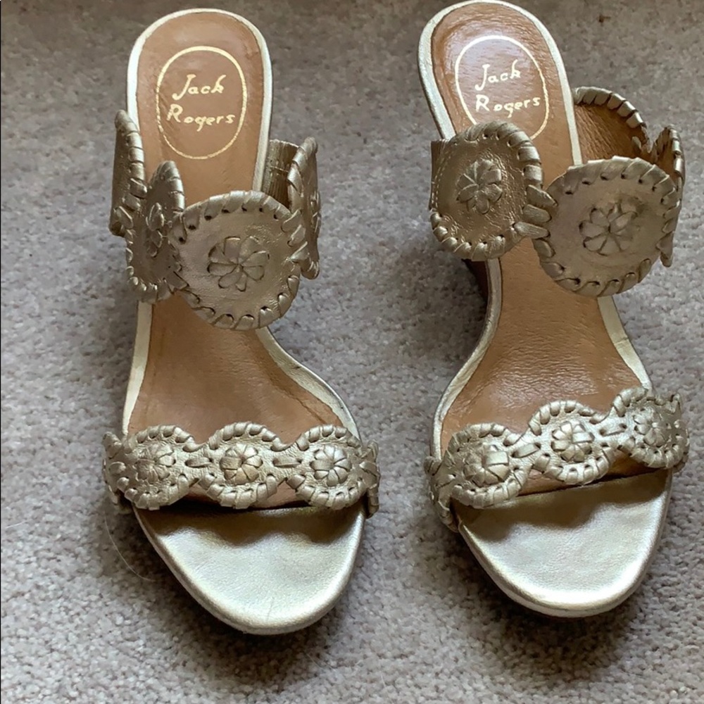 Jack Rogers gold 5” wedge
